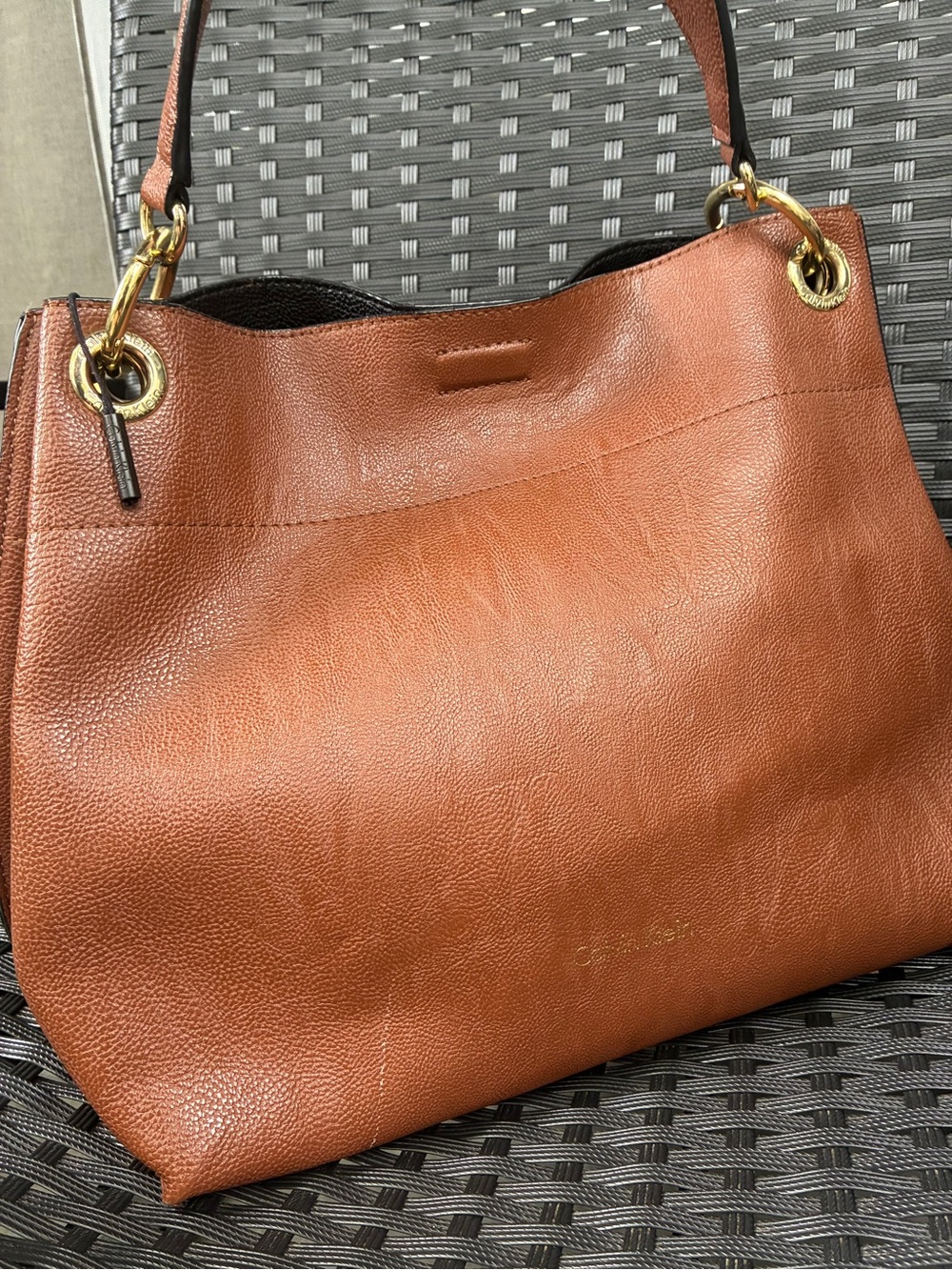 Calvin Klein Leather Shoulder Tote, REVERSIBLE